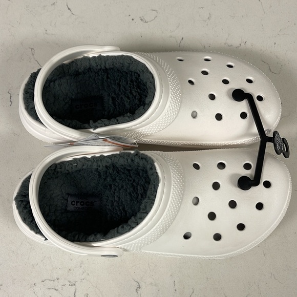Crocs Classic Lined Clogs NWT White & Grey Unisex Size Women’s 9 - Mens 7 - Picture 6 of 17